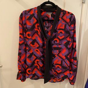 Geometric Vince Camuto Front Tie Shirt
